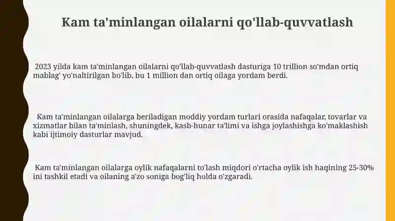 Kam ta'minlangan oilalarni qo'llab-quvvatlash 3