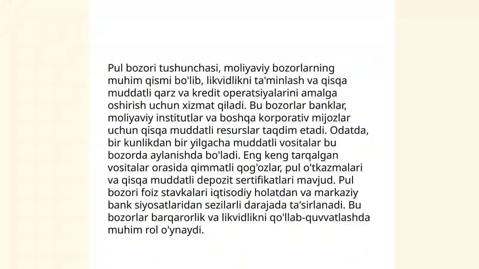 Pul bozori va korxonalar o'rtasidagi hisob kitoblarni tashkil etish 3