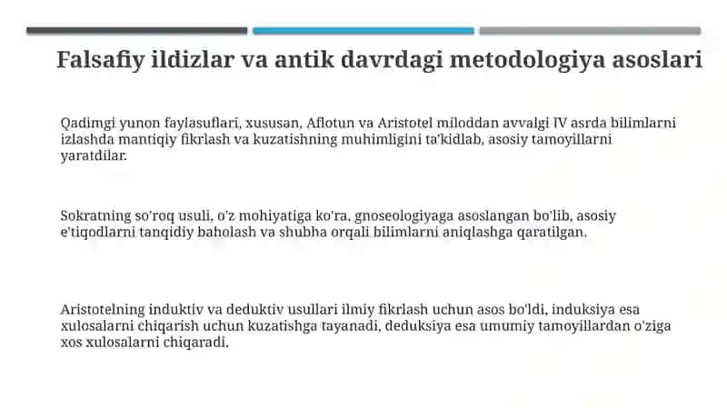 Ilmiy tatqiqot metodologiya faning rivojlanish tarixi 3