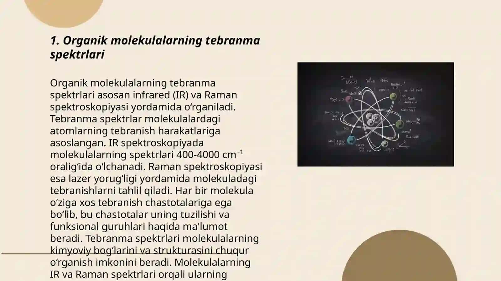 Organik molekulalarning tebranma va aylana Meditsina va farmatsiyada fotolyuminession miqdori va sifat tahlillari 3