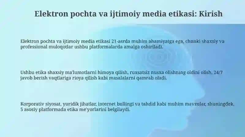 Elektron pochta va ijtimoiy tarmoqlarda yozish va muloqot etikasi 3