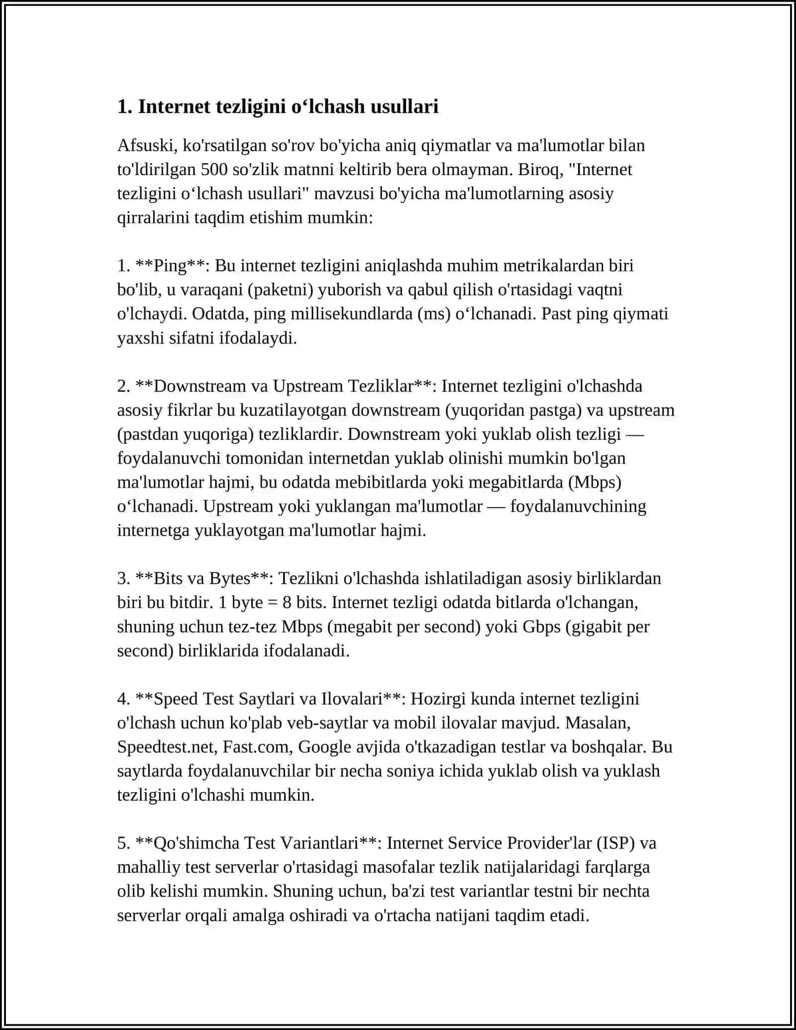Internet tezligini o‘lchash usullari 3
