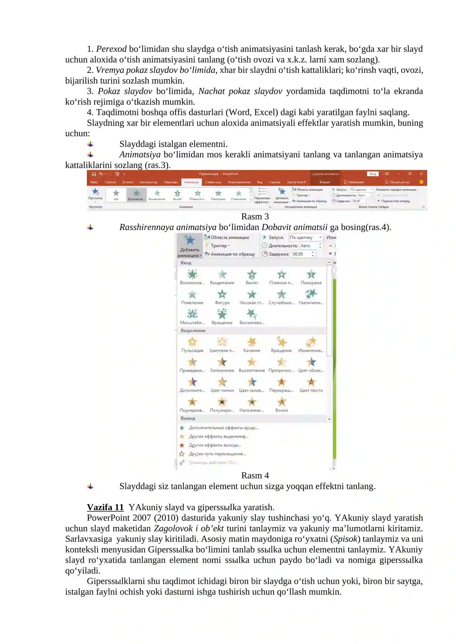 MS Power Point dasturida taqdimotlar yaratish 3
