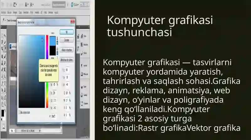Vektor va rastor grafik tasvirlar bilan ishlash (“Adobe Photoshop” , “Inicscape “ ,”GIMP” , “Imita” , “Pixer” , “Corel Draw” , “Macromedia Flash & Professional ) 3