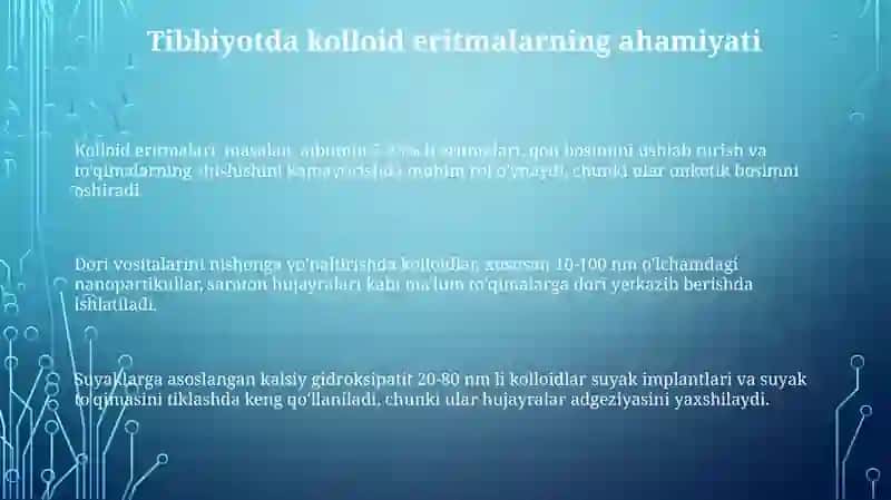 Kolloid eritmalarning tibbiyotdagi ahamiyati. Mitsella tuzilishi 3
