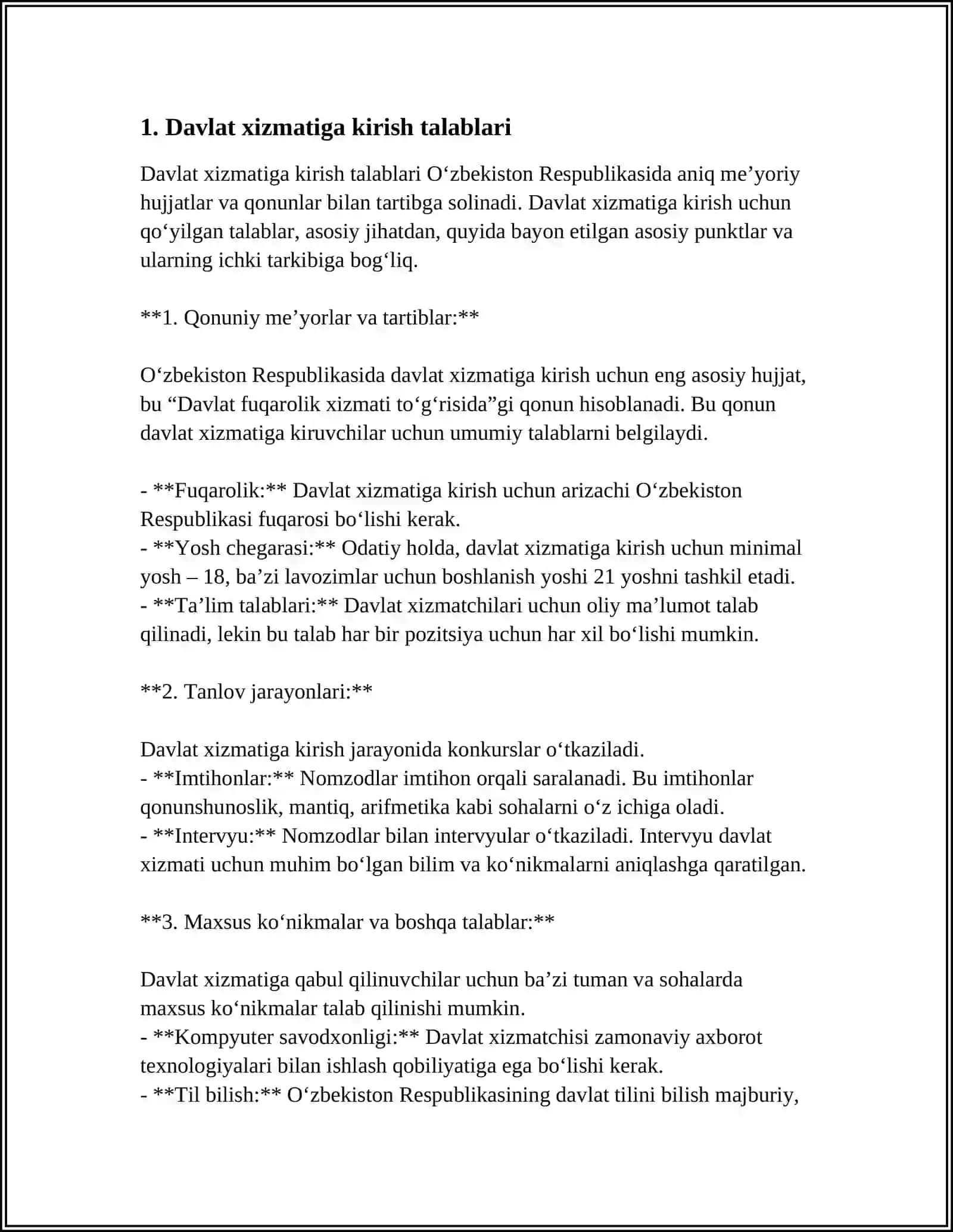 DAVLAT XIZMATIGA KIRISH OʻTASH KENGAYTIRISH VA TUGATISH 3