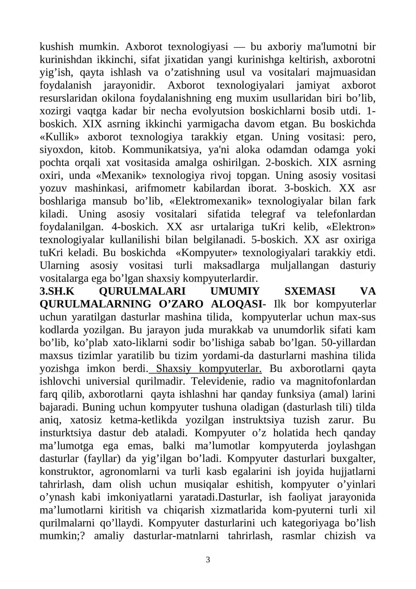 HISOBLASH TEXNIKASINI RIVOJLANISH TARIXI. EXM LARNING TARIXI VA AVLODLARI 3