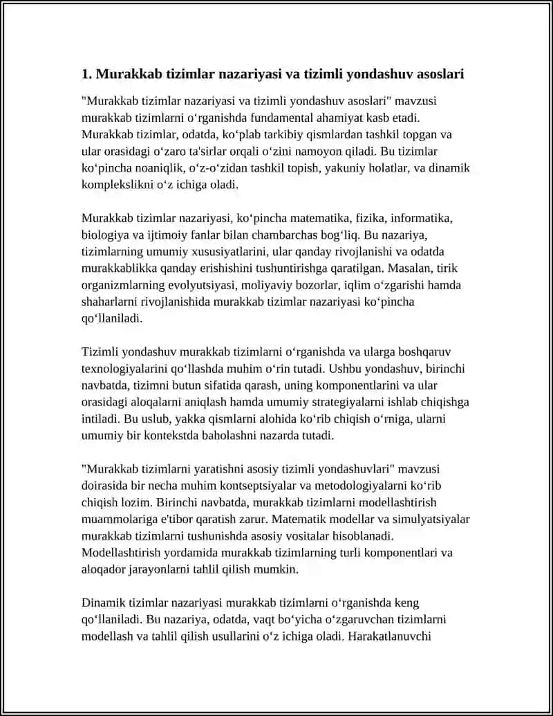 Murakkab Tizimlar Nazariyasi va Tizimli Yondashuv Asoslari 3