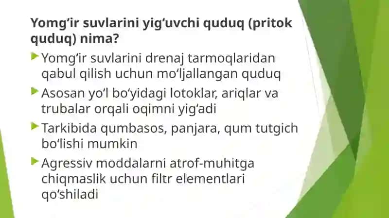 Yomg'irsuvlarini yig'uvchi va kuzatuvchi quduqlar 3