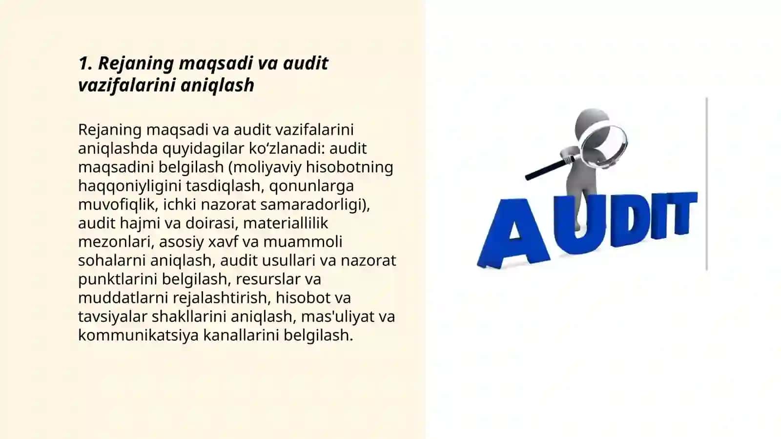 Auditning umumiy rejasini tayyorlash xususiyatlari 3