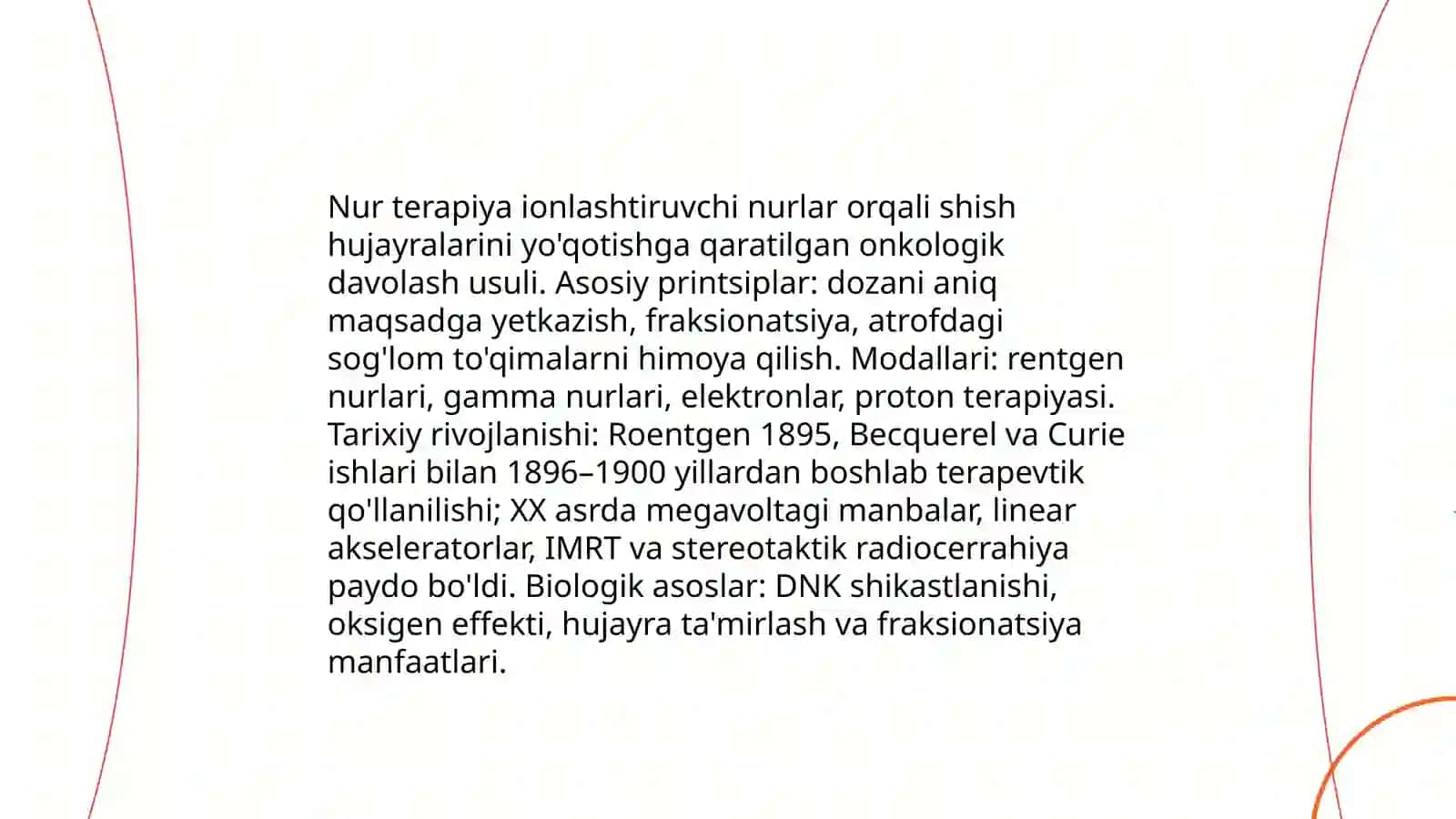 Nur terapiya usullari. Radiatsion terapevtik texnika. Nur terapiyasi biologik asoslari. Ionlashtiruvchi nurlar biologik effekta 3