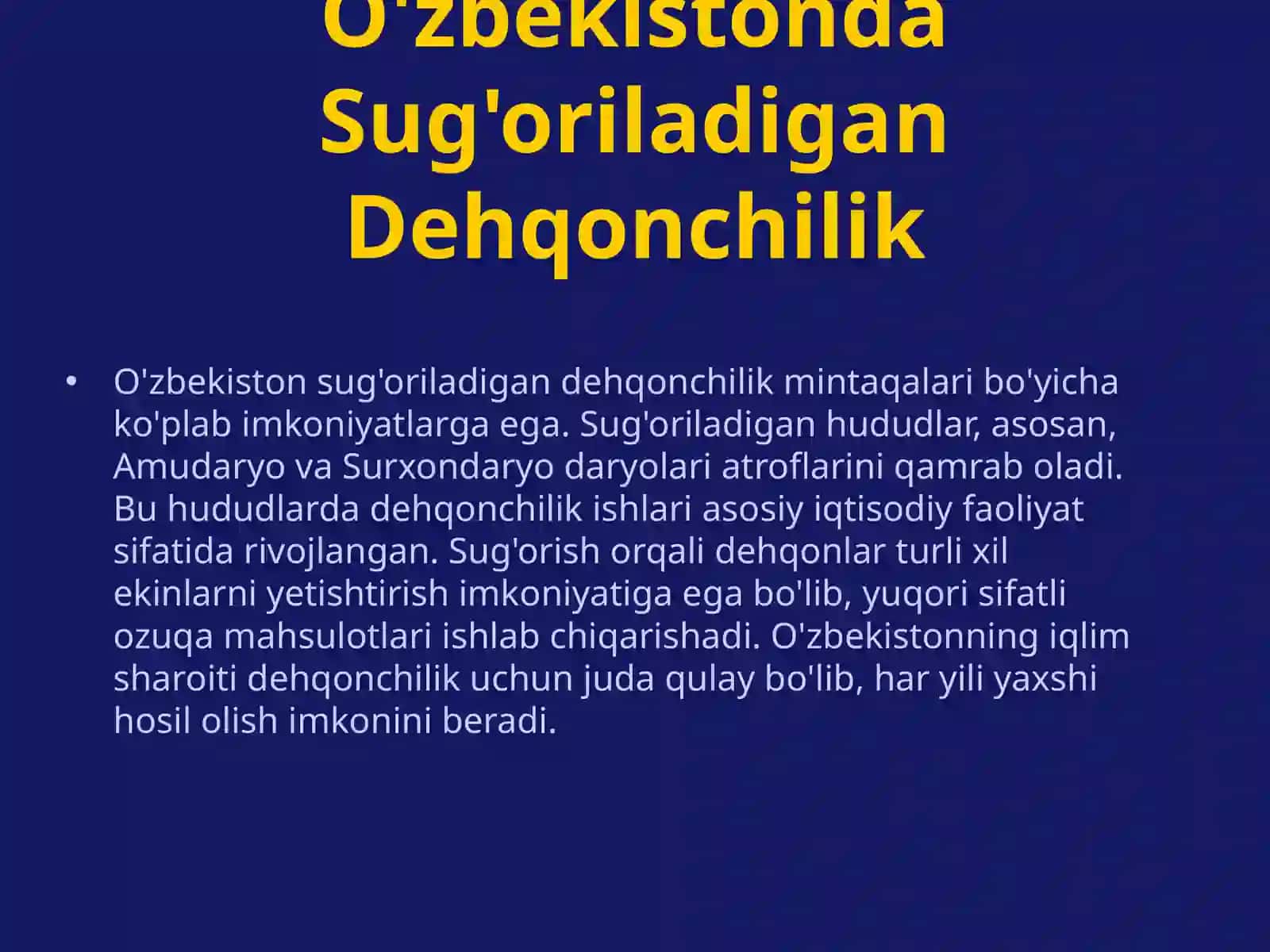 Oʻzbekistonda Sugʻoriladigan Dehqonchilik Mintaqalari Tuproqlari 3