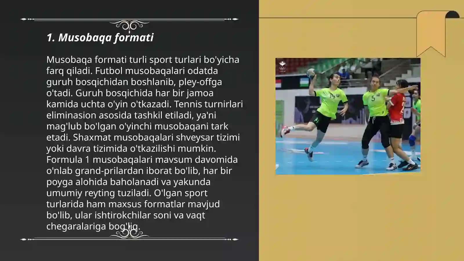 Gandbol musobaqa nizomini tuzish 3