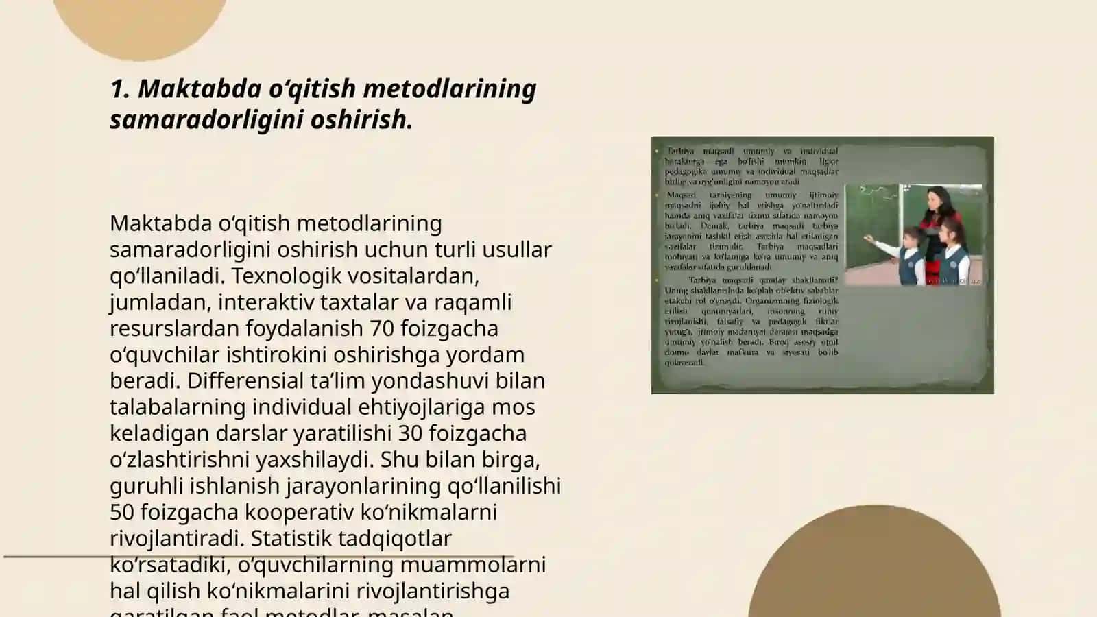 Maktabda o'qitish va tarbiyalash sharoitlarini optimallashtirish asoslari 3
