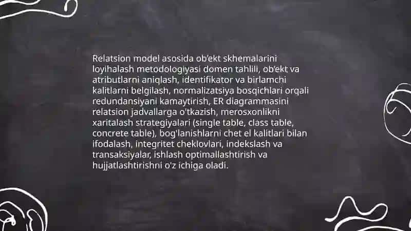 Ob’ektning relyatsion, iyerarxik va semantik modellar 3