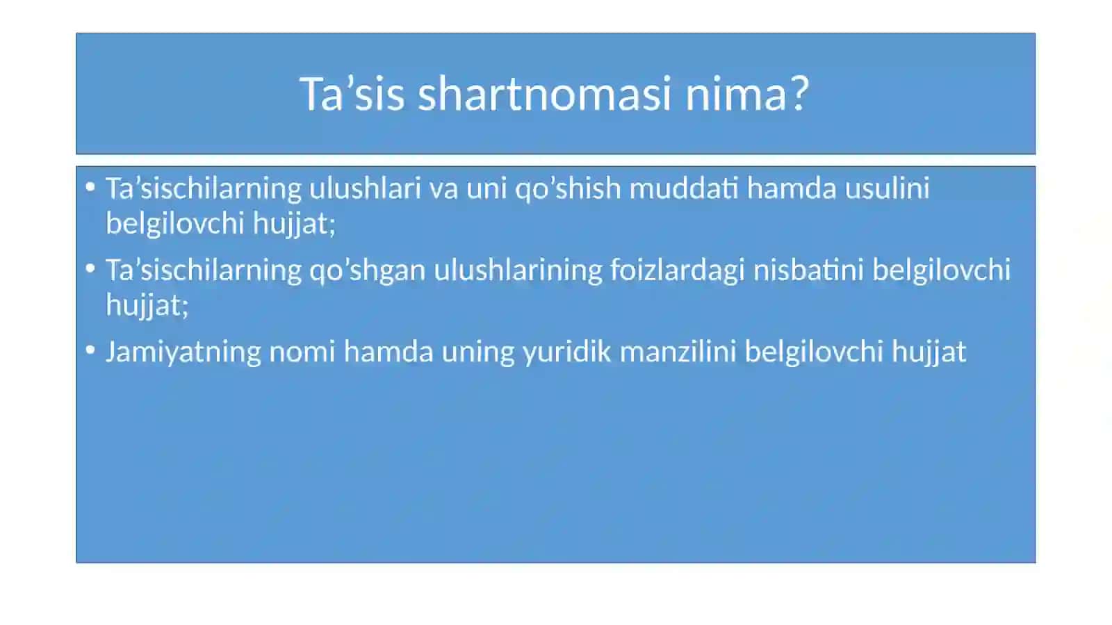 Kompaniyaning ta'sish hujjatlarining ta'sirini tahlil qilish 3