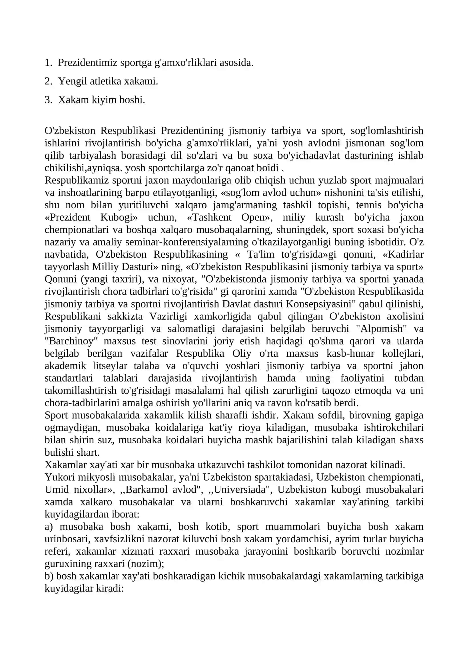 YENGIL ATLETIKA XAKAMLIK nazariyasi fanidan “1-kurs ma’ruza matnlari” 3