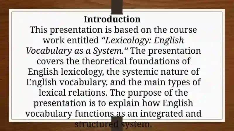 Lexicology: English Vocabulary as a System 3