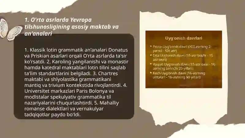 O´rta asrlarda Yevropa va Rus tilshunosligi. Uyg´onish davri tilshunosligi. Umumiy ratsional grammatikaning yaratilishi 3
