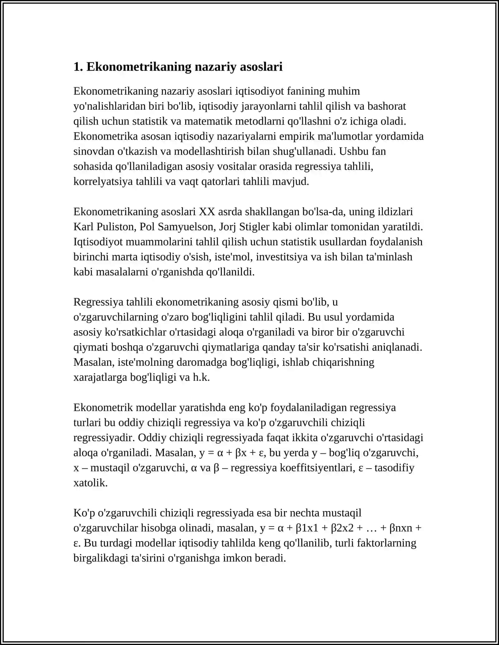 IJTIMOIY-IQTISODIY TIZIMLARNI IFODALASHDA EKONOMETRIK USULLARDAN FOYDALANISH 3