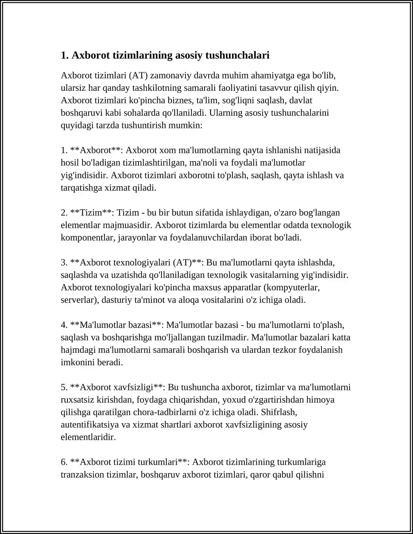 AXBOROT TIZIMLARI VA ULARNI BOSHQARISHDAGI AHAMIYATI 3