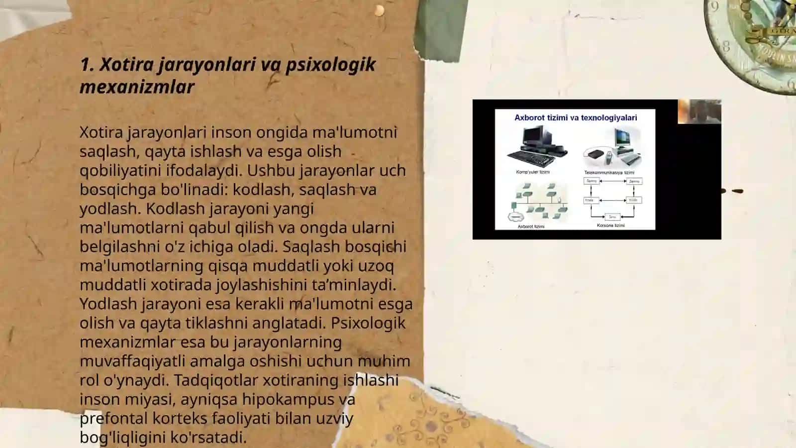 Xotira jarayonlari va psixologik mexanizmlar 3