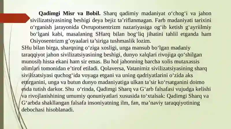 FALSAFANING MOHIYATIGA OID SHARQ VA G'ARB MUTAFAKKIRLARINING TAVSIYALARI 3