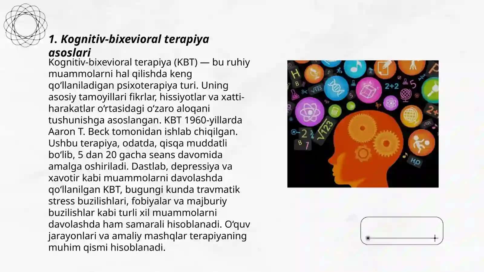 Bixevioral va kognitiv-bixevioral texnika 3