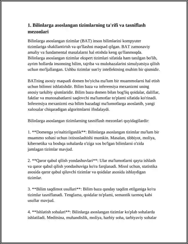 BILINLARGA ASOSLANGAN TIZIMLARNI TASNIFLASH 3