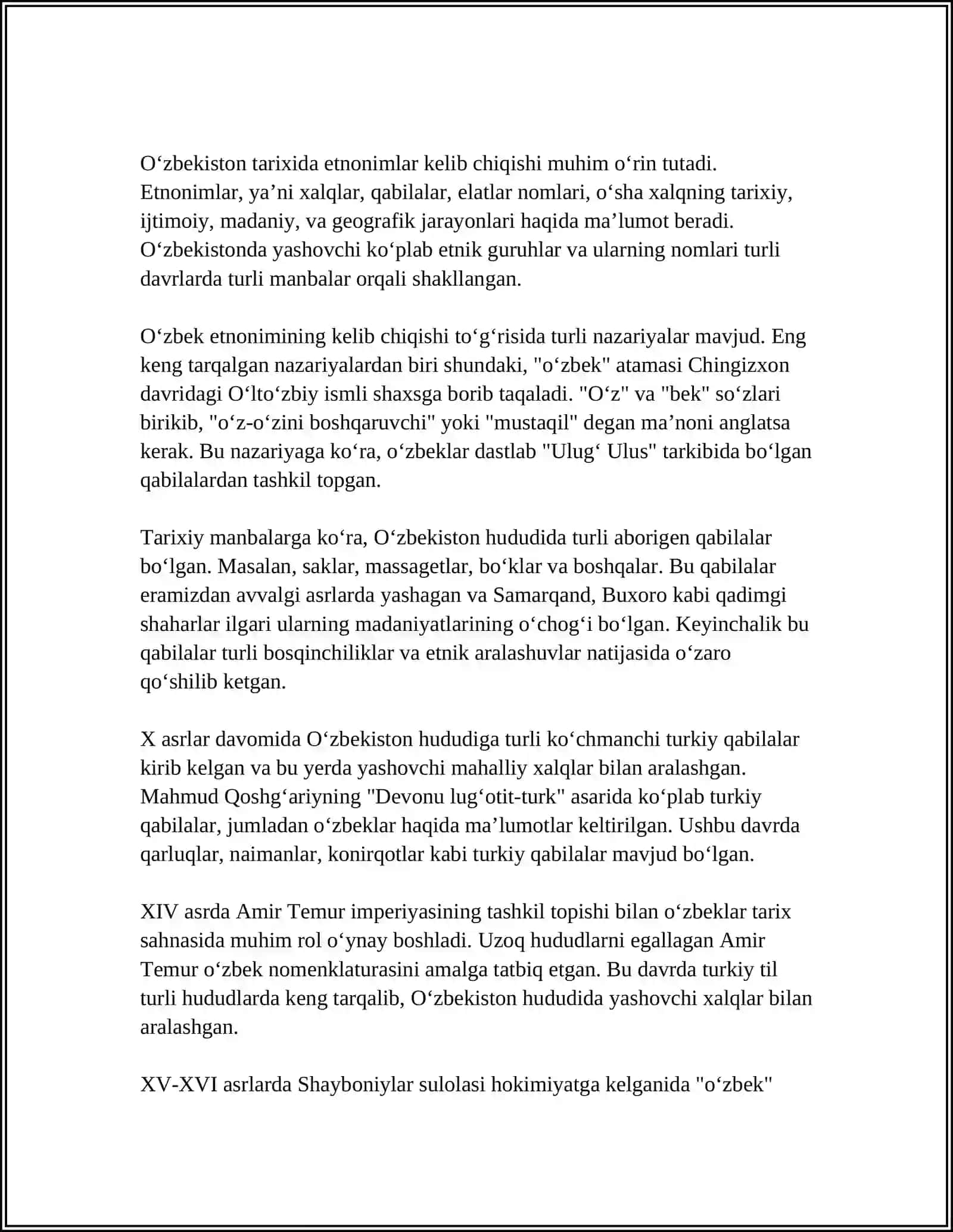 O'ZBEKISTON RESPUBLIKASI ETNONIM, ORONIM VA GIDRONIMLARI 3