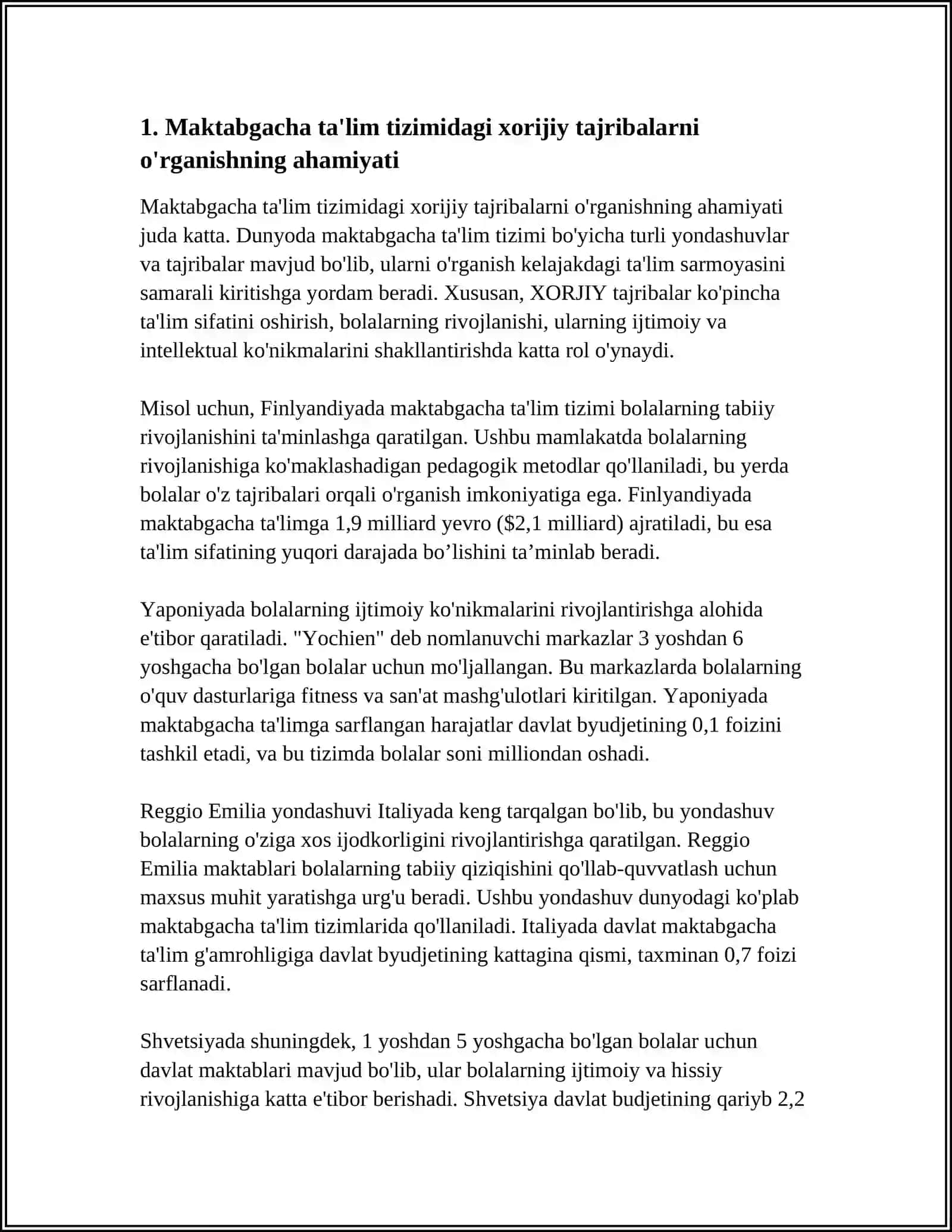 MAKTABGACHA TA'LIM TIZIMIDAGI XORIJIY TAJRIBALARNI O'RGANISHNING AHAMIYATI 3