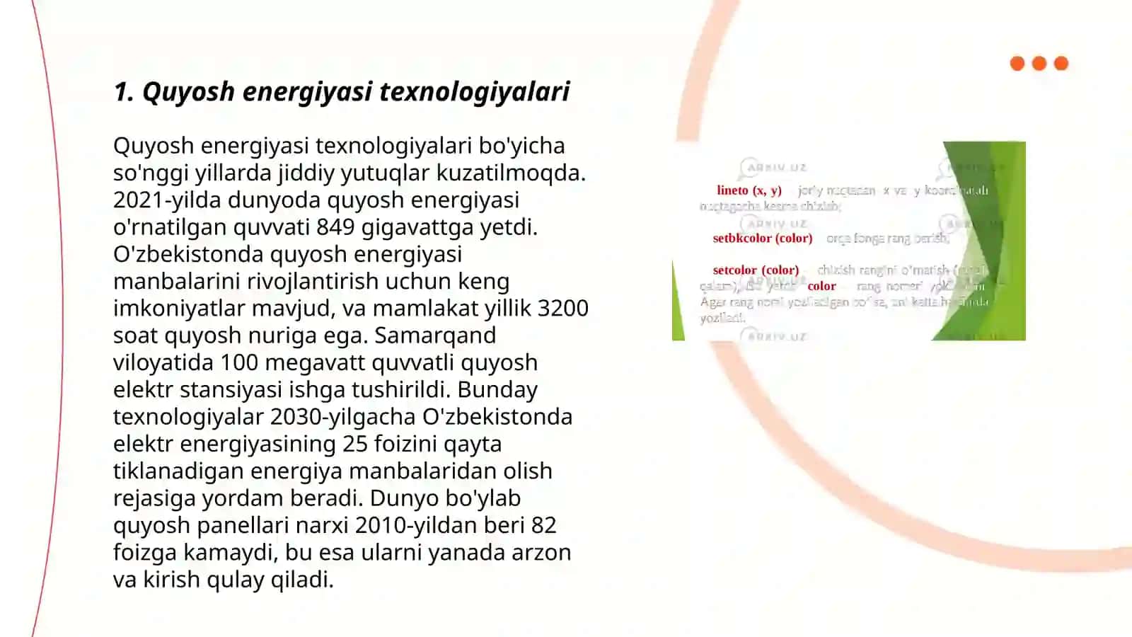 Quyosh energiyasi texnologiyalari 3