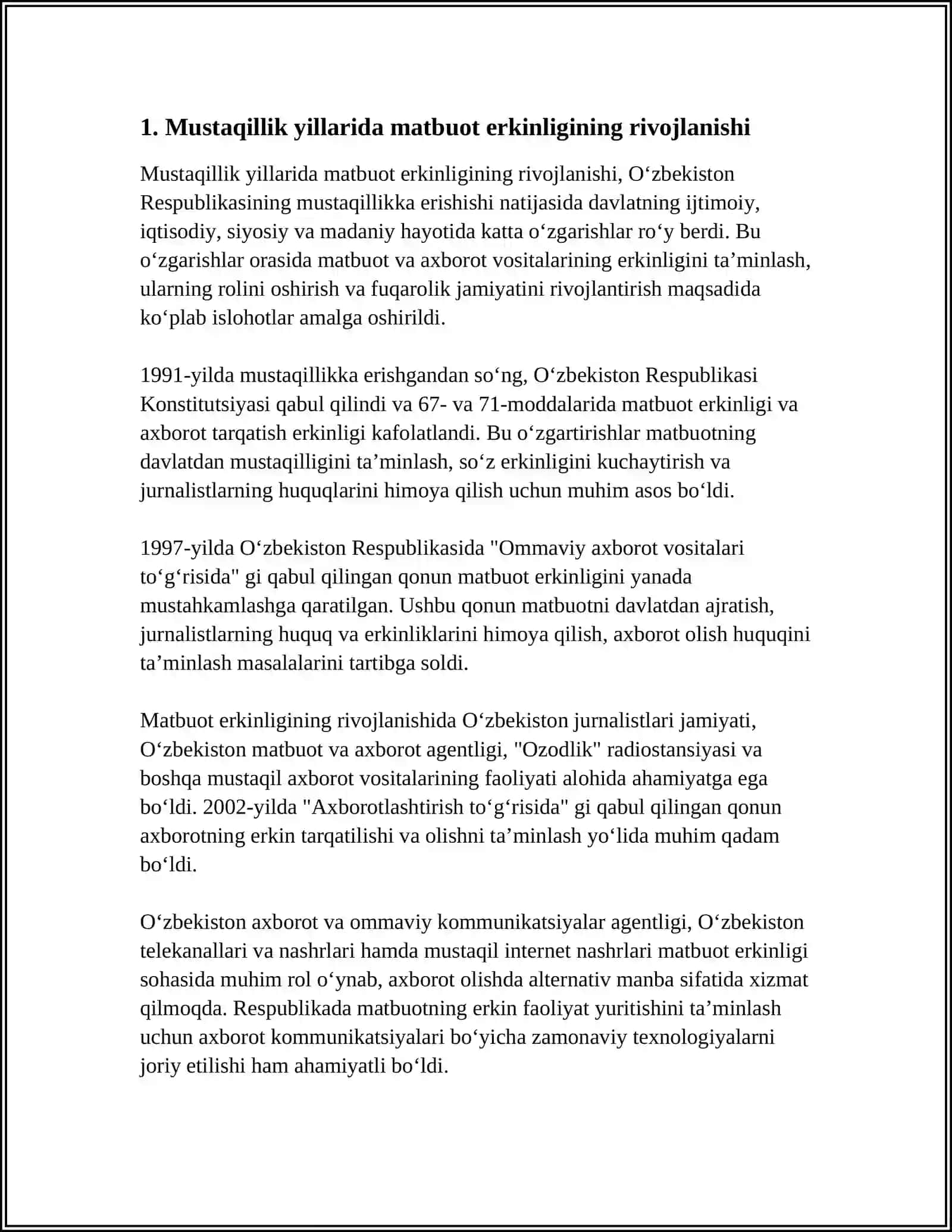 MUSTAQILLIK YILLARIDA MA'TBUOTNING ÓZGARISHI 3