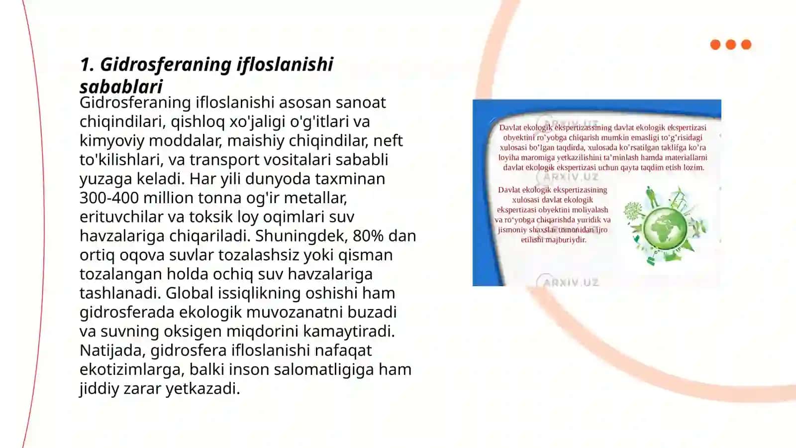 Gidrosferaning ekologik funksiyasini tahlil qilish 3