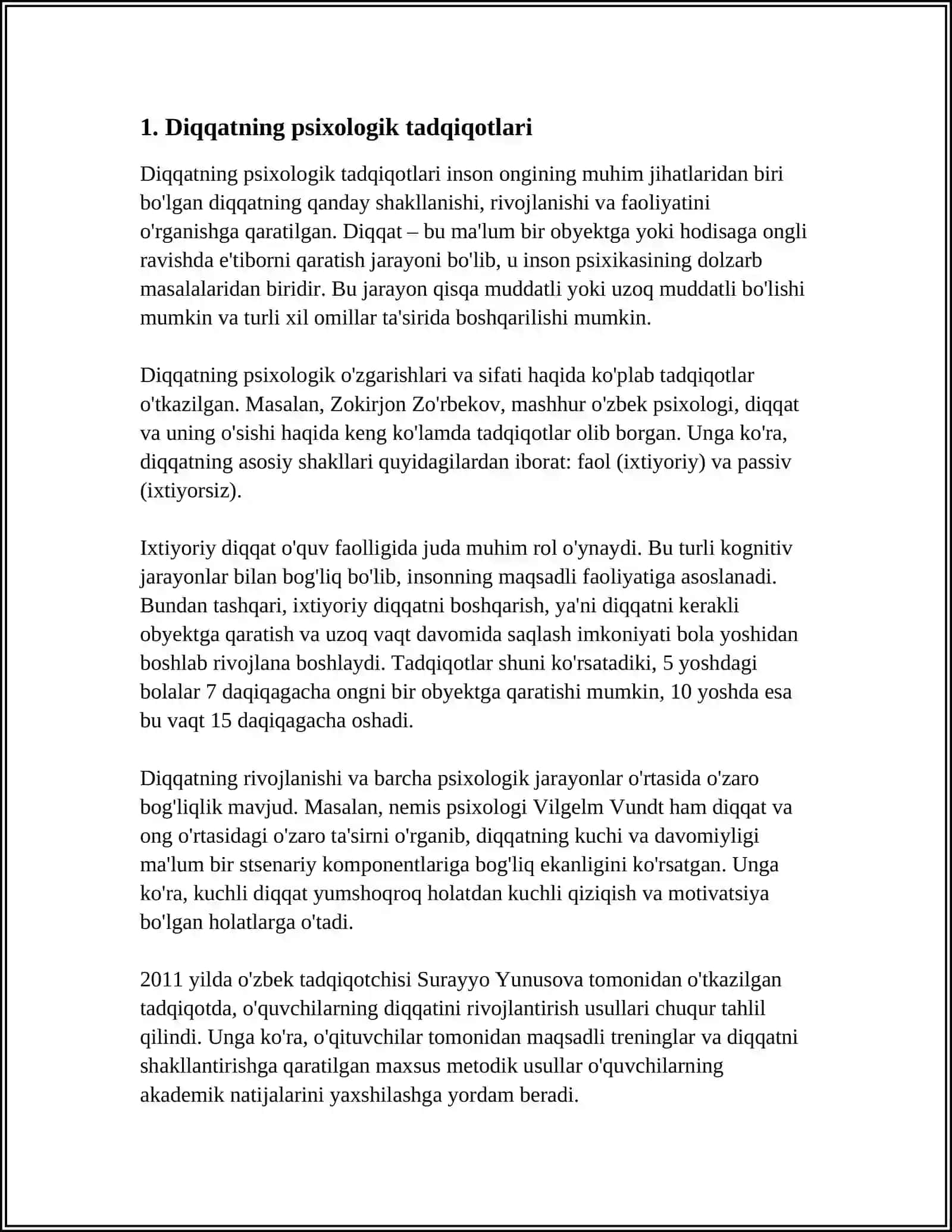 DIQQAT XUSUSIYATLARI HAQIDA OLIMLAR FIKRLARI 3