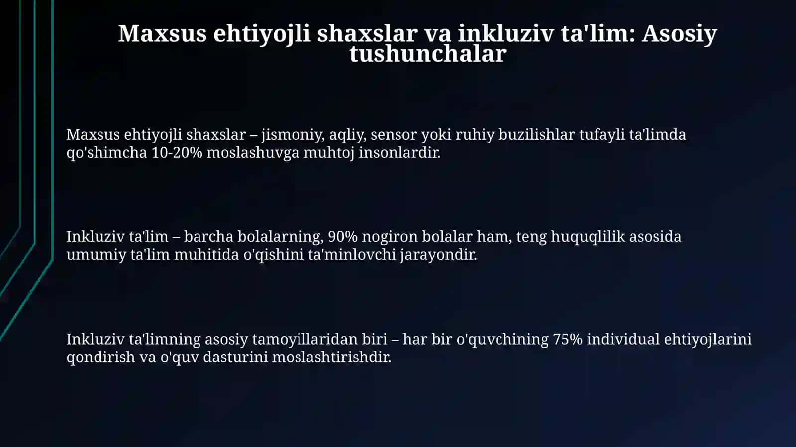 Alohida yordamga muhtoj shaxslar inklyuziv taʼlim konsepsiyasi va asosiy qoidalari 3
