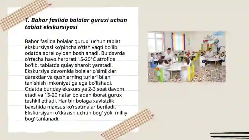 Bahor faslida bolalar guruxi uchun tabiat ekskursiyasi 3