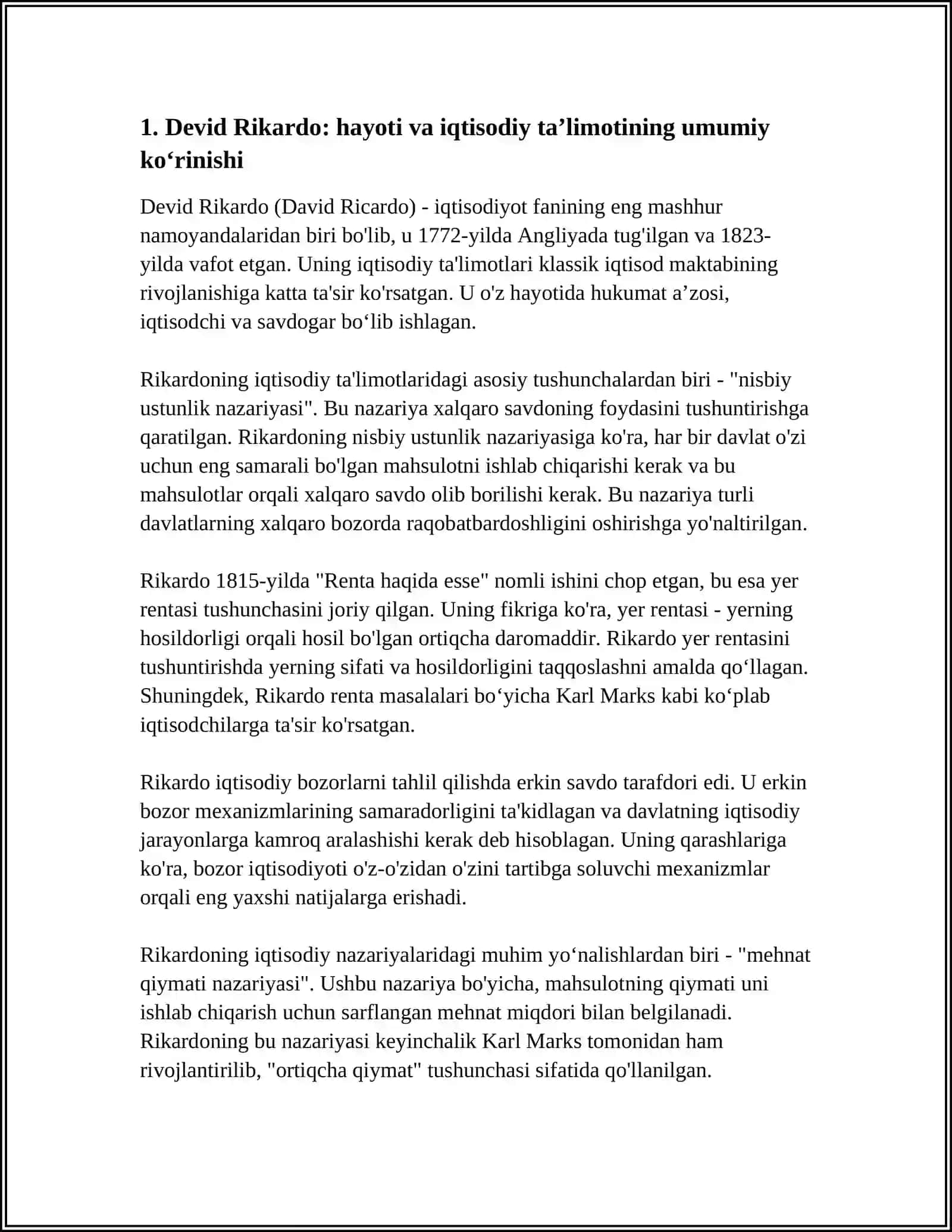 DEVID RIKARDO IQTISODIY TA’LIMOTLARI 3