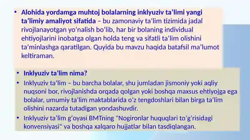 Umumta'lim   tashkilotlarida alohida yordamga muhtoj bolalar uchun integratsiyalashgan ta'limni amalga oshirishning asosiy bosqichlari 3