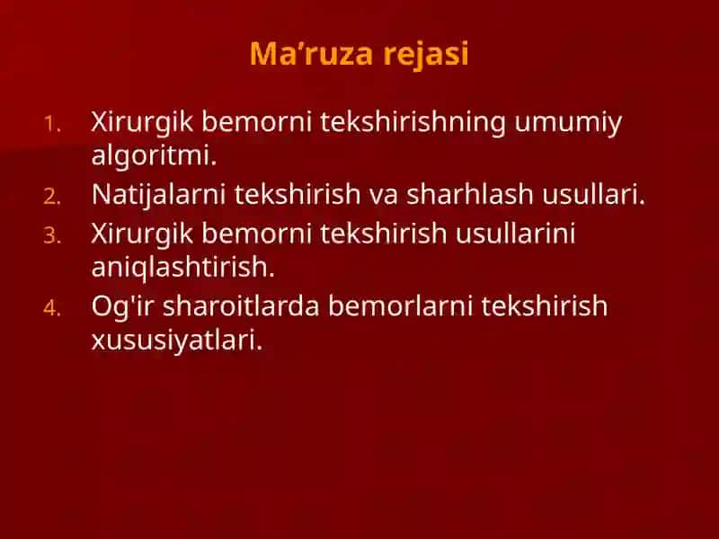 XIRURGIK BEMORLARNI TEKSHIRISH 3