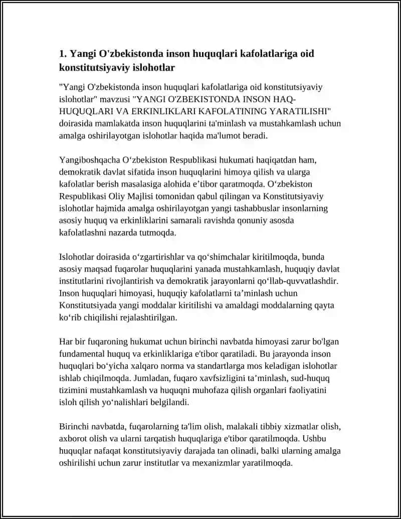 Yangi O'zbekistonda inson huquqlari kafolatlariga oid konstitutsiyaviy islohotlar 3