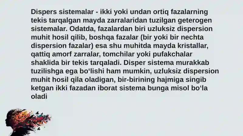 Dag‘al dispers sistemalar xossalari va ularning tibbiyotda va farmakologiyada ishlatilishi 3