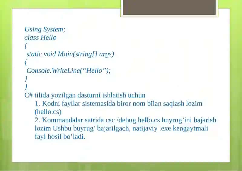 C# TILIGA KIRISH 3