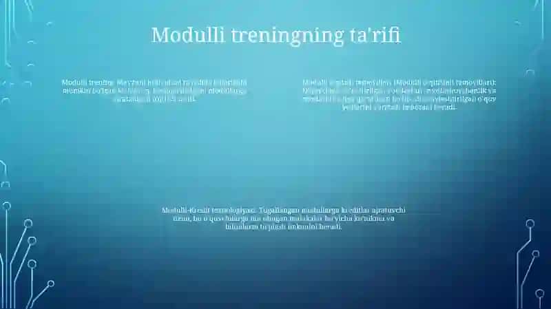 Modulli OʻQitishni Tamoyillari. Modulli-Kredit Texnologiyasi 3