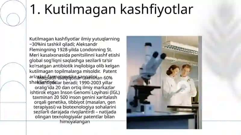 Ilmiy kashfiyotlar, ixtiro, patentlarning mohiyati va asosiy turlari 3