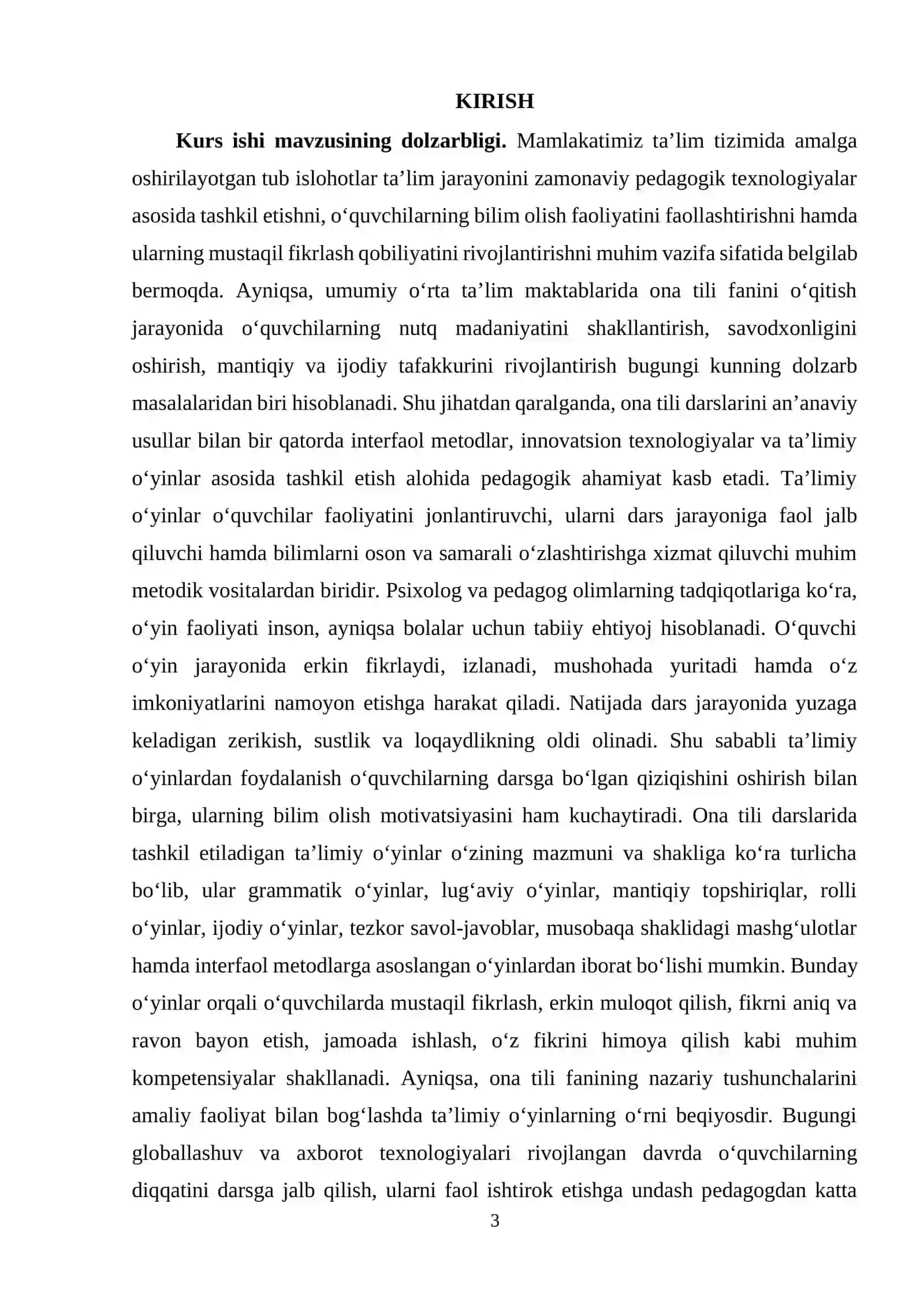 Ona tili darslarida tashkil qilinadigan talimiy oyinlarining turlari va mazmuni. 3