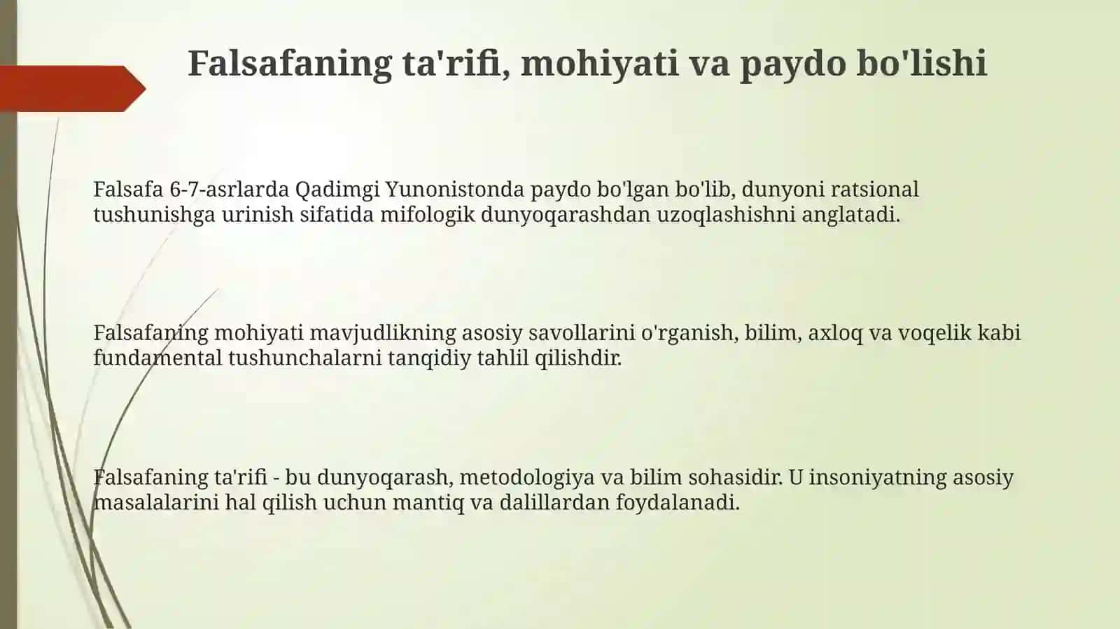 Falsafa fani va uning jamiyat hayotidagi o'rni 3