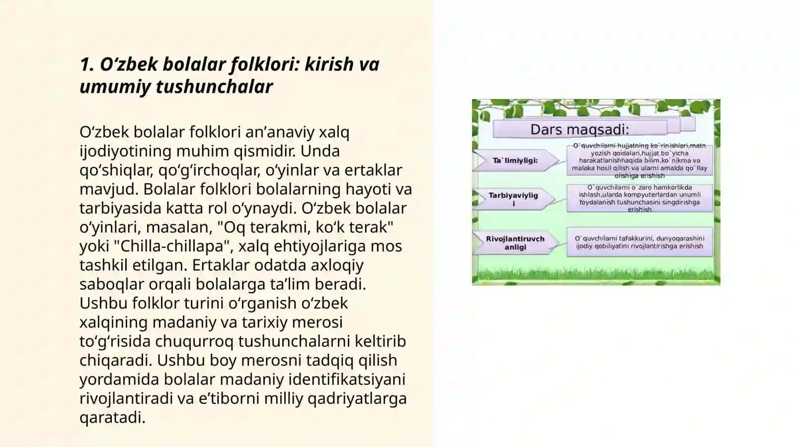 Oʻzbek Bolalar folklorini tahlil qilish va misollar keltirish 3