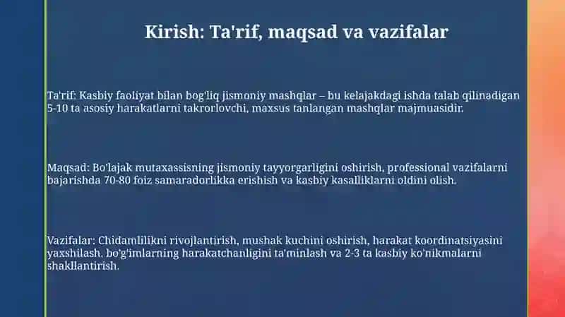 Boʻlajak kasbiy faoliyatiga bog'liq jismoniy mashqlar 3