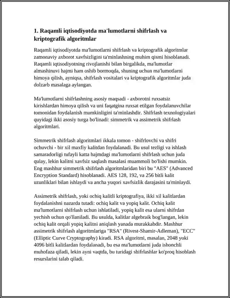 Raqamli iqtisodiyotda ma'lumotlarni shifrlash va kriptografik algoritmlar 3